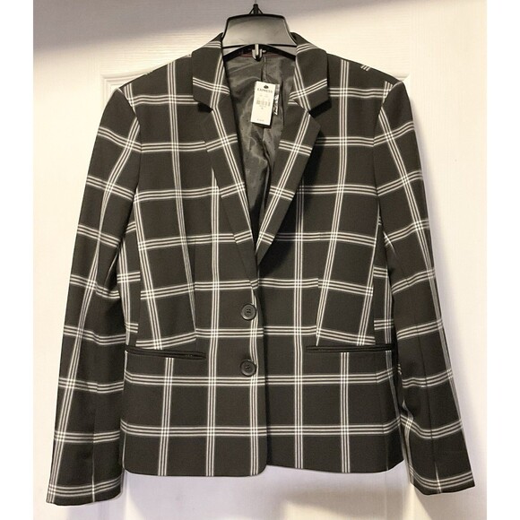 Express Jackets & Blazers - Express Women's Plaid  Two Button Blazer Size 14, Black and White